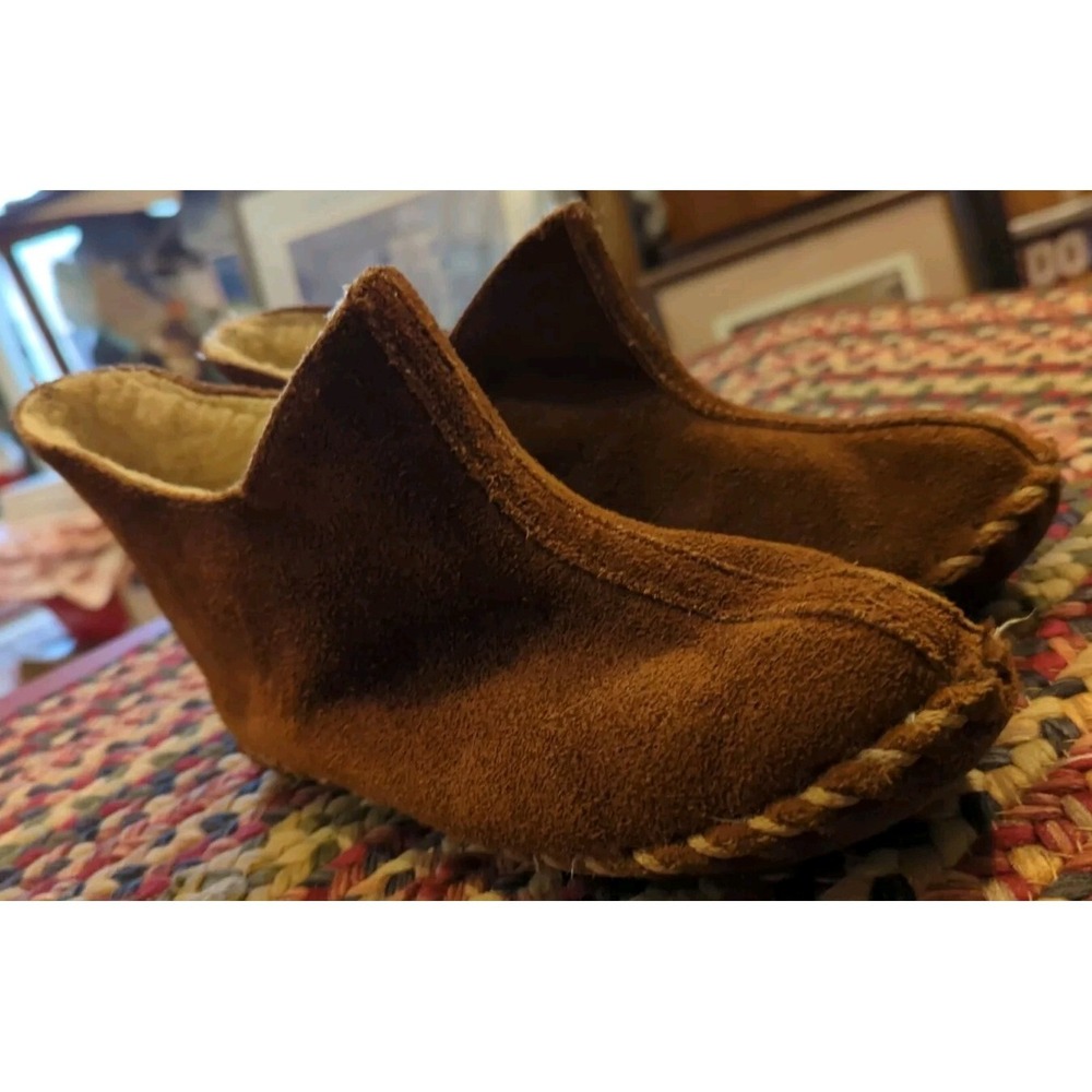 Vintage Brown Suede Leather Moccasin Bootie Slippers Women's SEE PHOTOS FOR SIZE - Picture 2 of 10